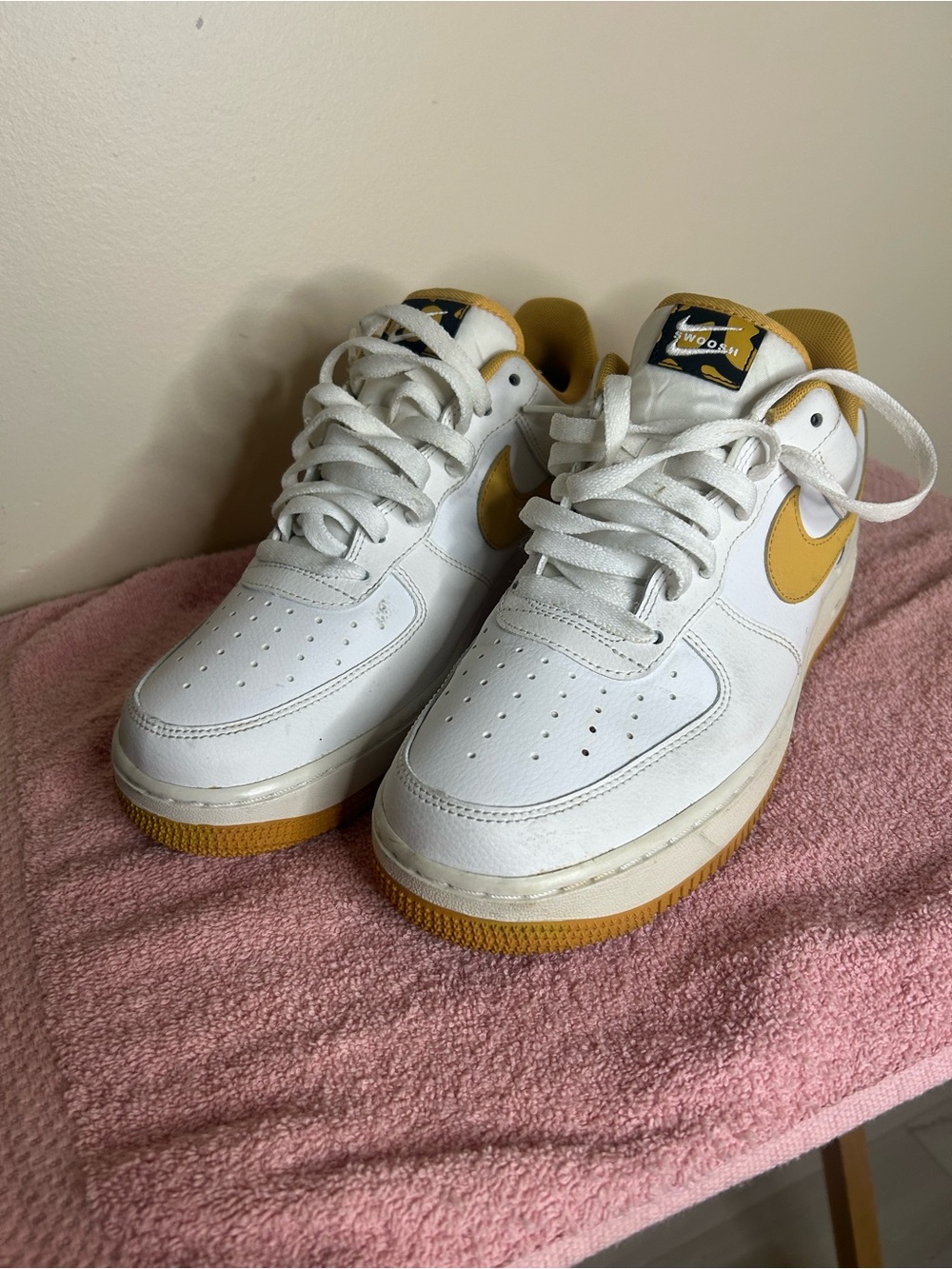 Nike Kids' White and Mustard Low-Top Sneakers